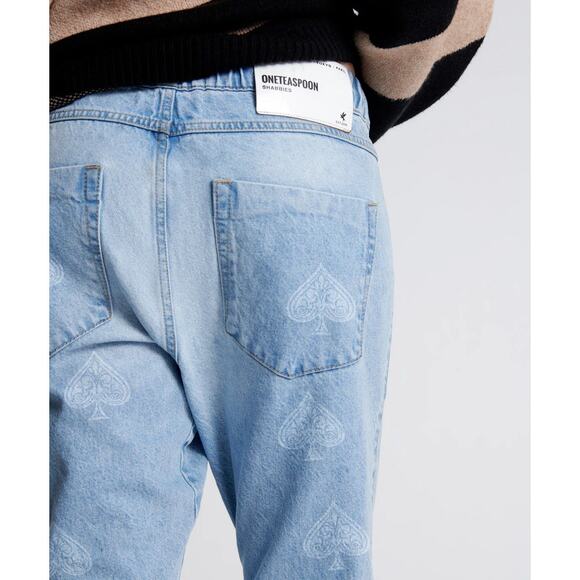 NWT-ONETEASPOON Ace of Spades Boyfriend Blue Jeans Pull On Denim Sz:XXS Ret$180 - Picture 5 of 9